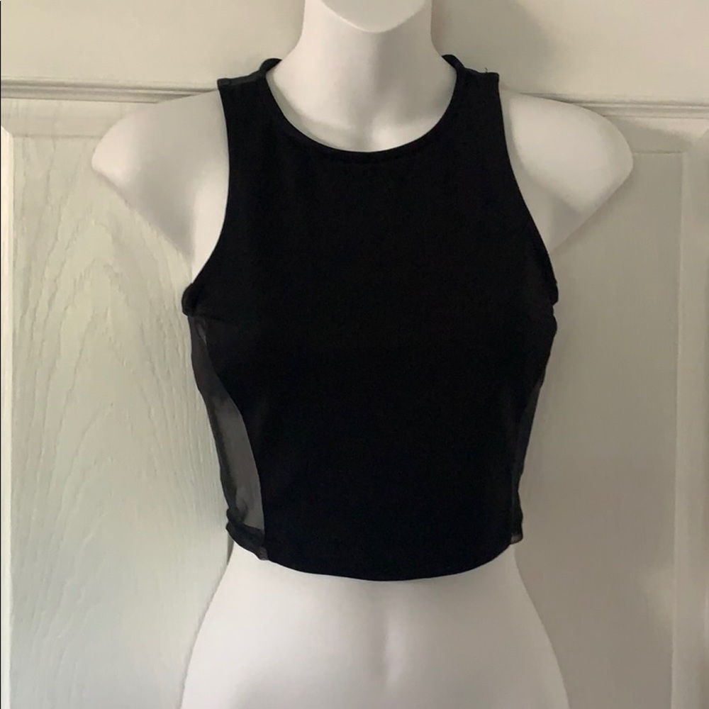Black mesh crop top